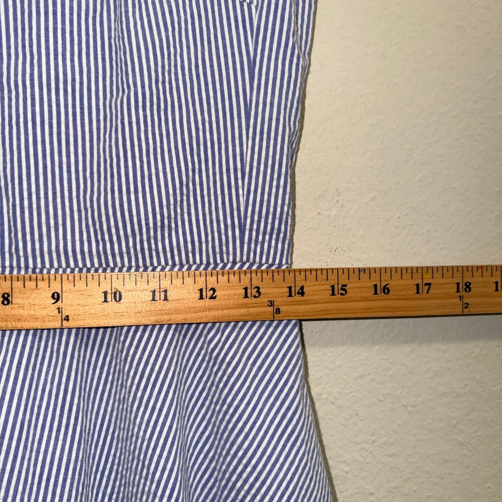 Polo Ralph Lauren Fit Flare Seersucker Dress Womens 2 Blue White Striped Coastal - Picture 11 of 12